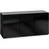 Oslo 336 64" TV Stand AV Cabinet in Black Oak with Smoked Black Glass Doors & Top